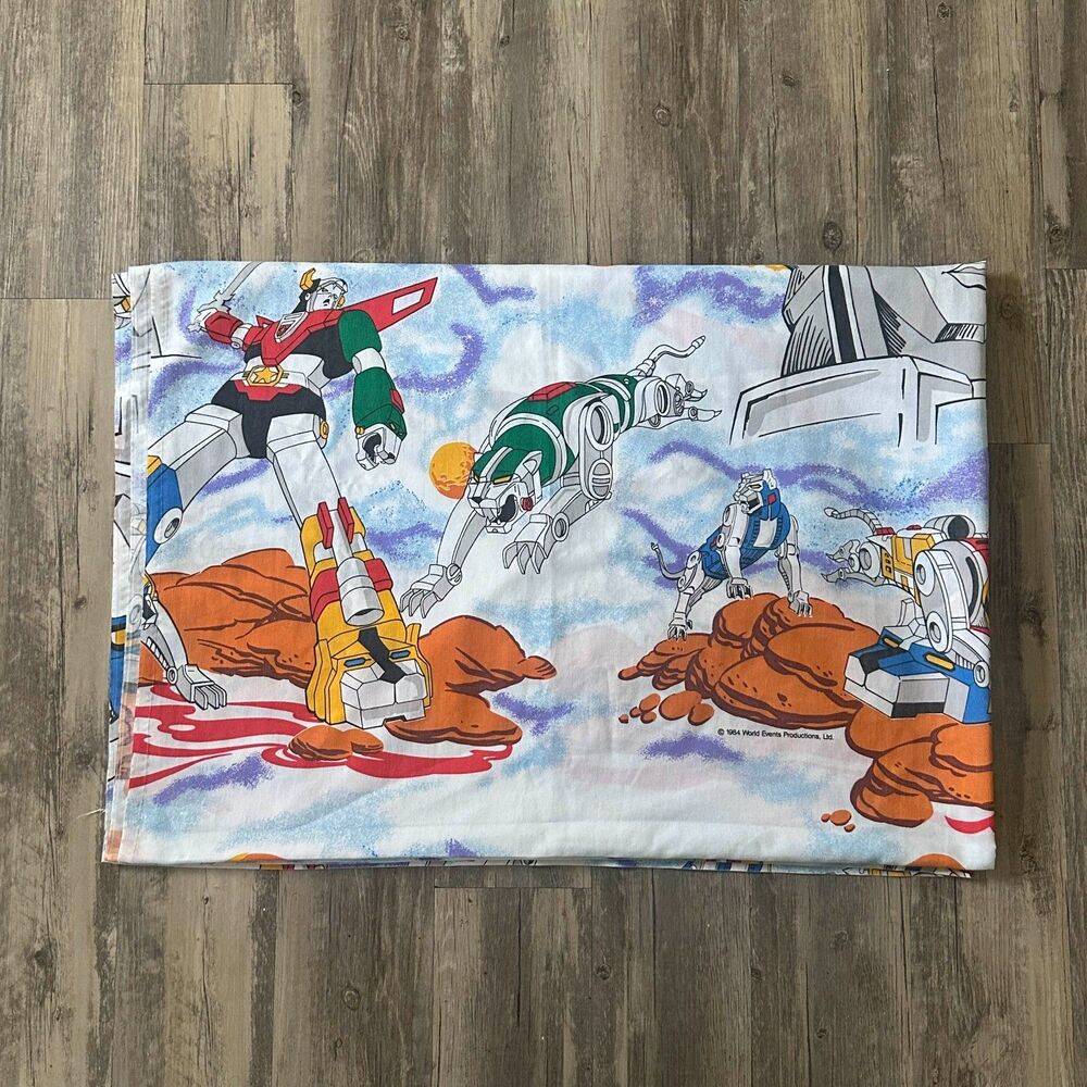 Vintage 1984 Voltron Defender Of The Universe Bed Sheet 96x68